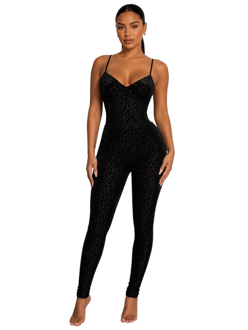 Bozzolo Black Leopard-Print body suit & leggings